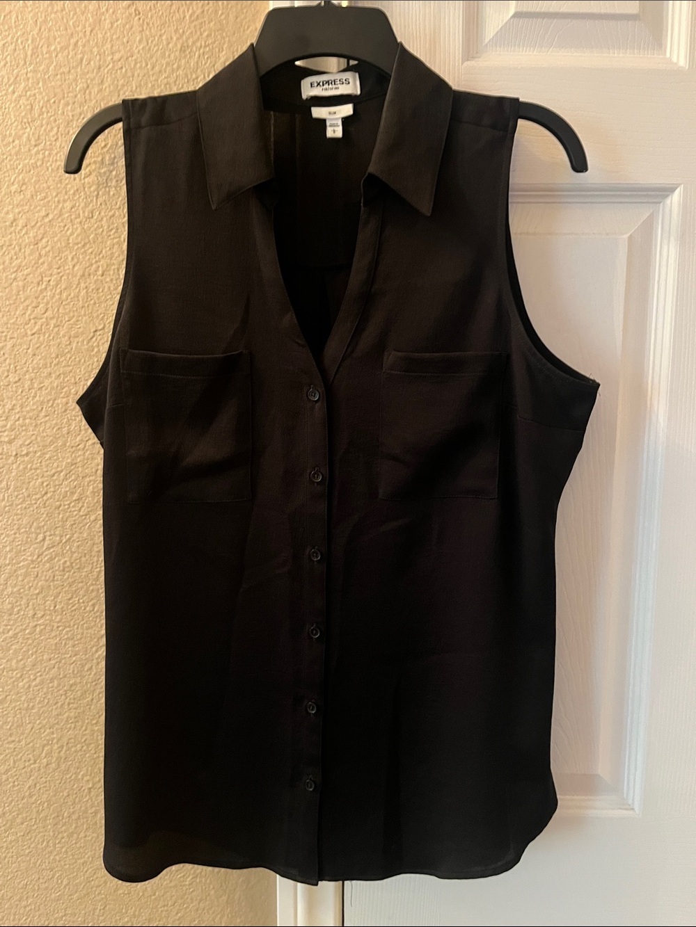 Express Black Sleeveless Button-Down Shirt